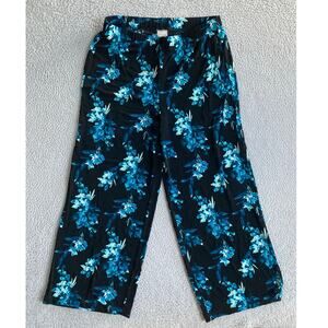 Chicos Travelers Pant Medium Petite Floral Slinky Stretch Pull On Wide Leg 1P MP